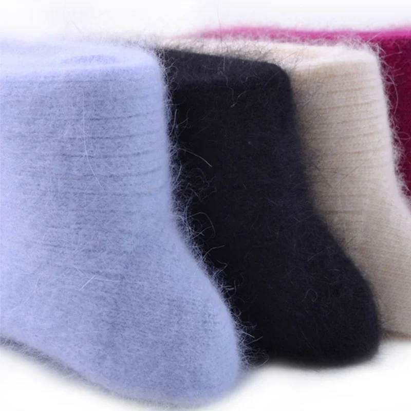 Wool Socks women\'s female Winter Warm Women Socks Super Thicker Solid Sheep Wool Against Cold Snow Thermal Socks Soft  1 Pairs