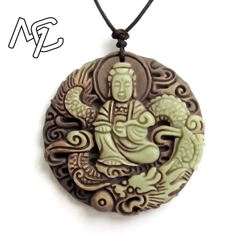 

Purple Robe Jade Guanyin Dragon Pendant Necklace Chinese Gifts Jewelry Natural Lucky Gemstone Fashion Carved Charm Man Amulet