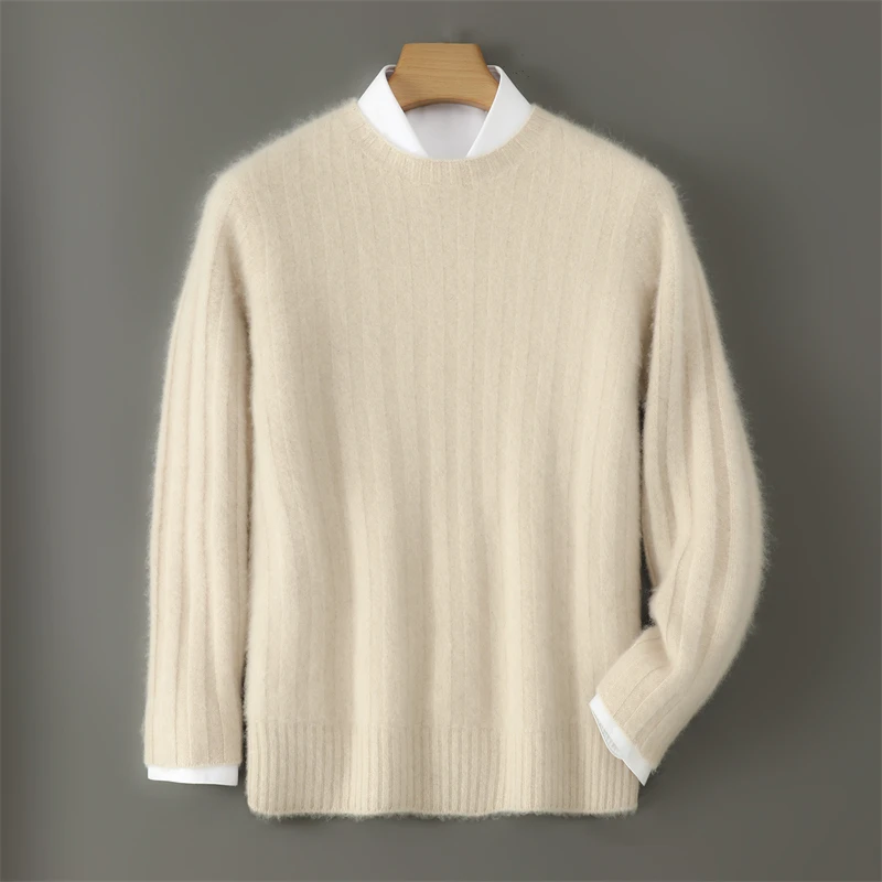 Autumn Winter 100% Pure Wool Men's Sweater Long Sleeve Round Neck Fashionable Minimalist Style First Line Ready to Wear Clothing