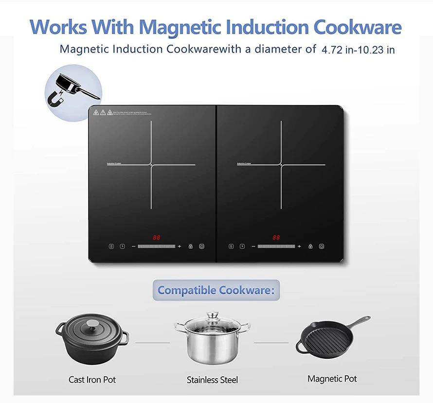 3300W household 2 burners press control electric induction cooker with CE/EMC/ERP/ROHS certificate