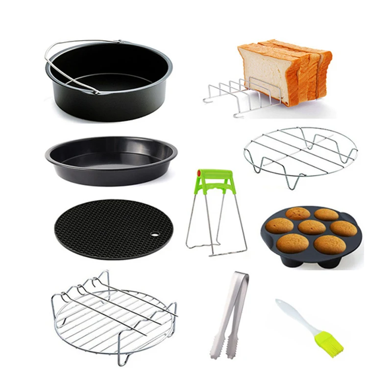 TINTON LIFE Air fryer accessories 6/7/8 inch set basket grill suitable for 10 piece set 3.2QT-5.8QT baking