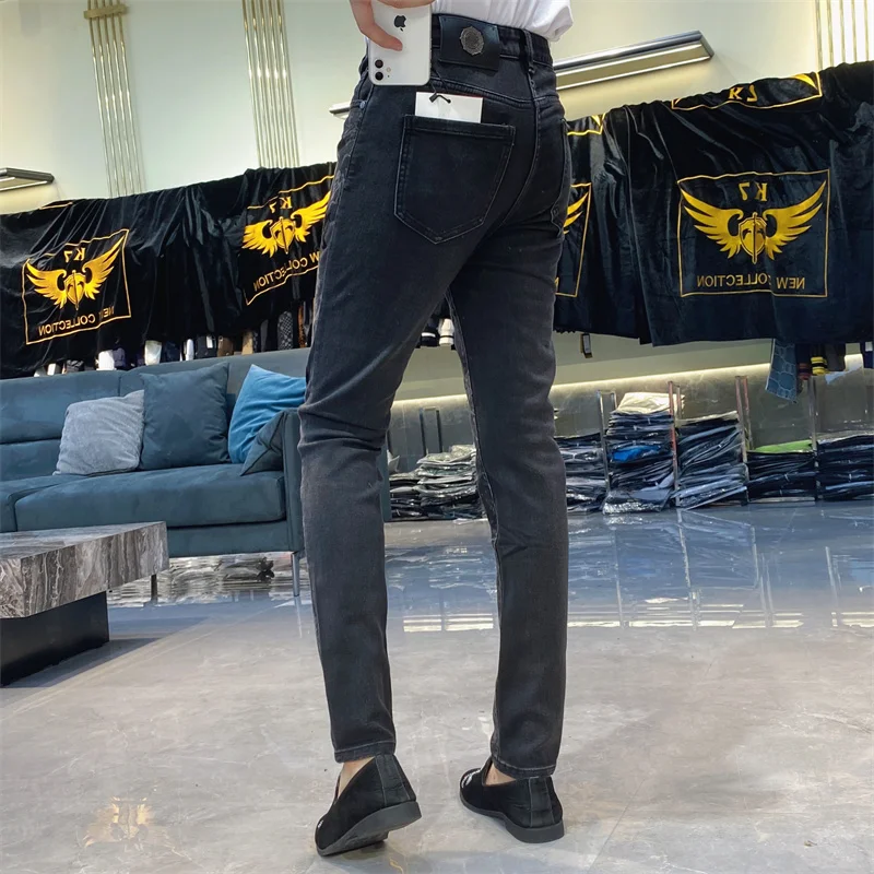 Farbe Kontrast Jeans männer Dünne Jeans Männer Druck Männer Jeans Hosen Männer Streetwear Vaqueros Hombre 2025, Erkek Kot Pantolon