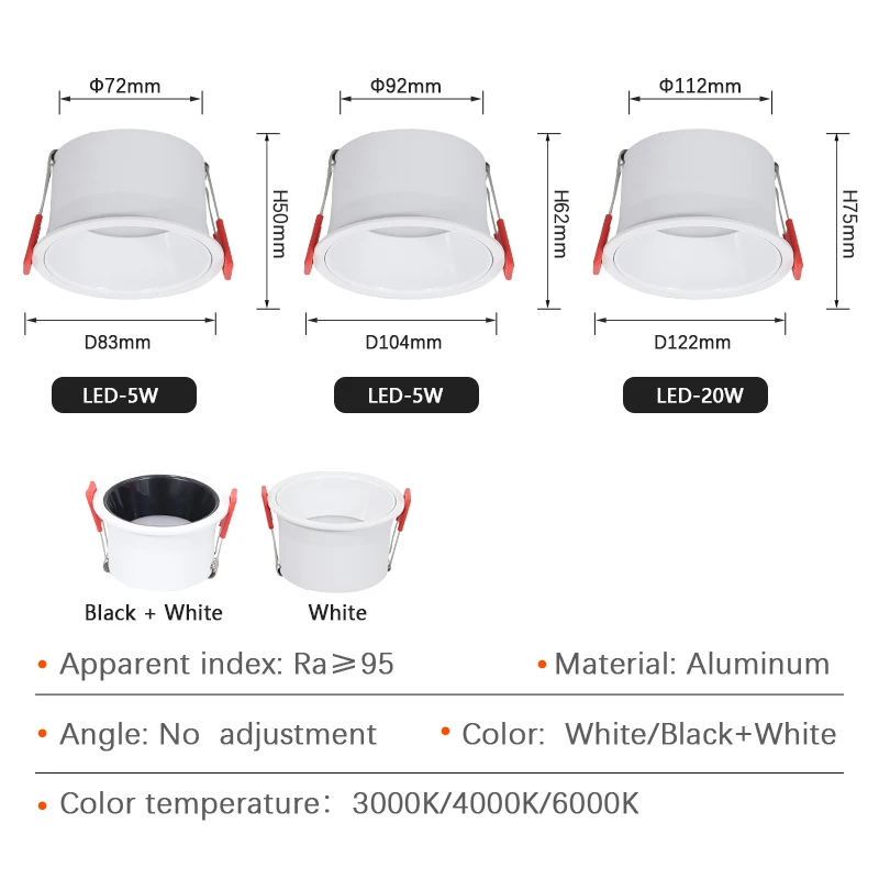 LED ดาวน์ไลท์ Zigbee สมาร์ทโฮม Spotlight รอบสแควร์เดี่ยวหัว2หัว3หัว LED โคมไฟติดเพดาน