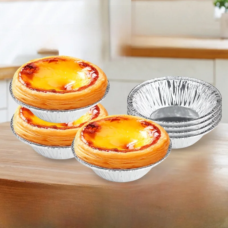 Disposable Aluminum Foil Pastry Pans Portuguese Tart Baking Oven Home Use Egg Tart Tin Paper Aluminum Short Sleeve T-Shirt