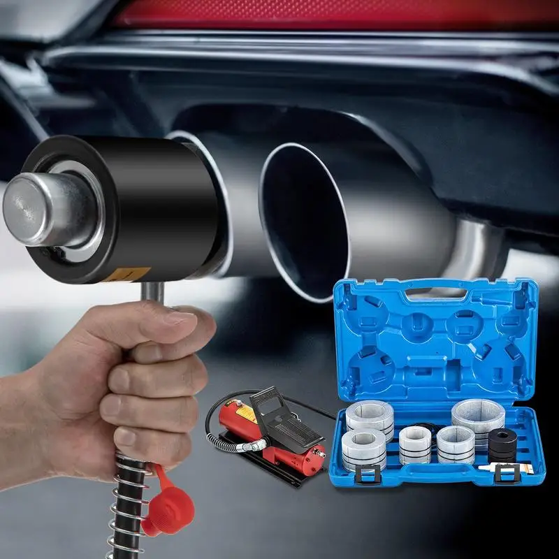 Extenseur de tuyau d'échappement hydraulique, pompe à pédale 10 T avec 4 matrices, 2 étuis de rangement pour tubes en cuivre et aluminium pour la réparation automobile