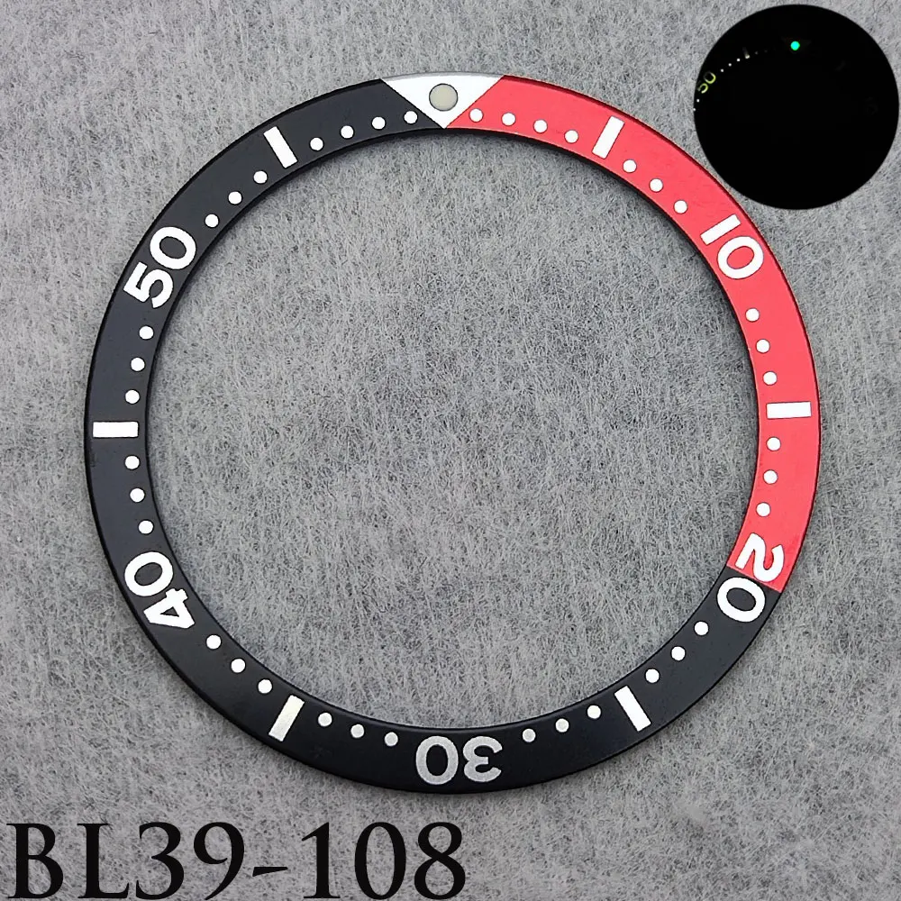 Men's Watch 39mm * 32.3mm Flat Aluminum Inlay Replacement Watch Inlay Ring Luminous Watch Accessories Inlay Replacement Parts