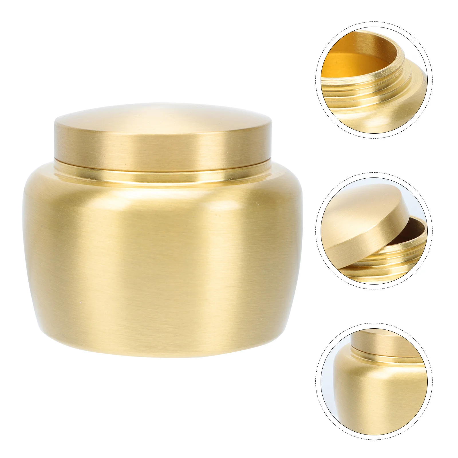 

1pc Copper Storage Jar Airtight Incense Powder Container Multi-Function Tea Tank Decorative Home Decoration Golden Portable