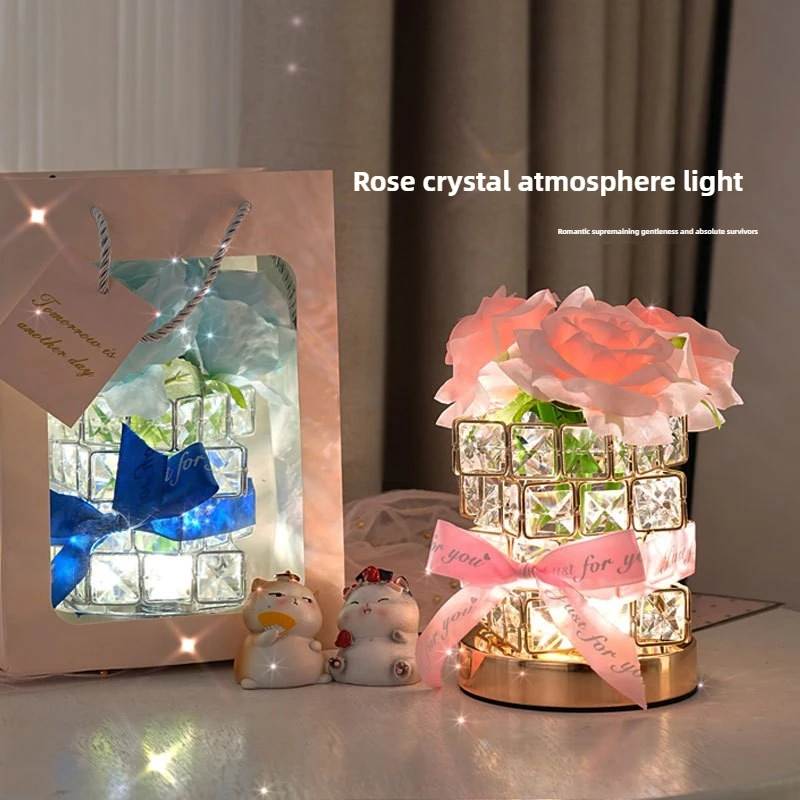 

Rubik's Cube Night Light LED Rose Decoration Ambient Light Valentine's Day Birthday Gift Bouquet Ornament