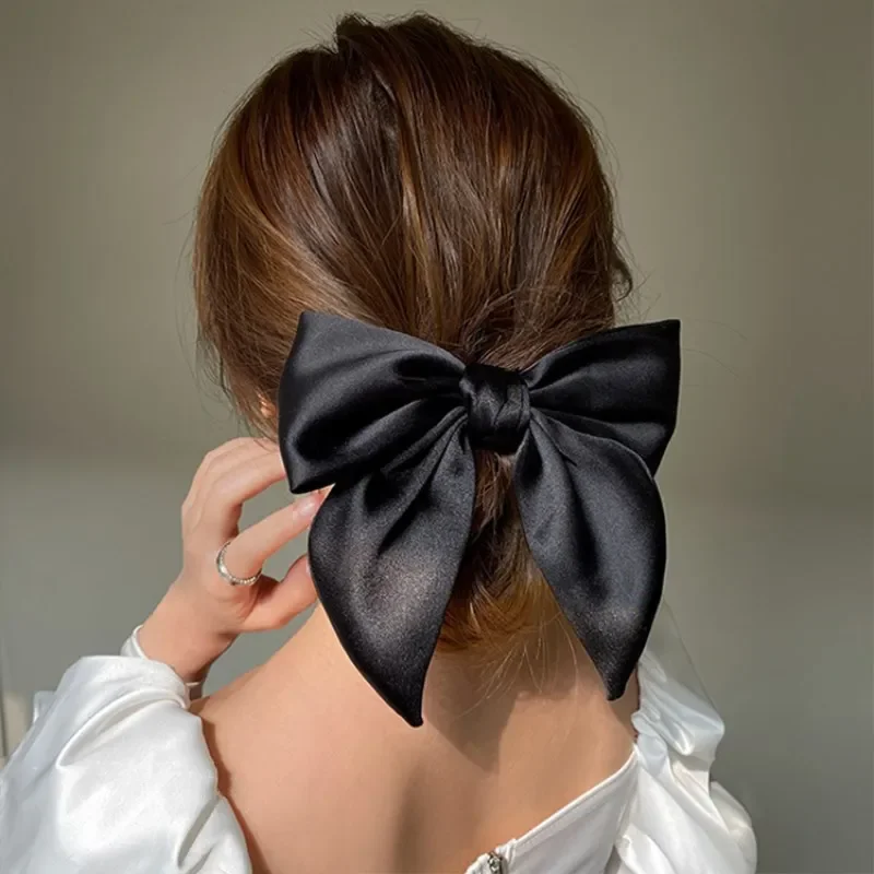 Solid Color Bow Ribbon Hair Tie Scrunchies Women Large Bowknot Barrettes Women Ponytail Headband Girls Hair Accessories Gift