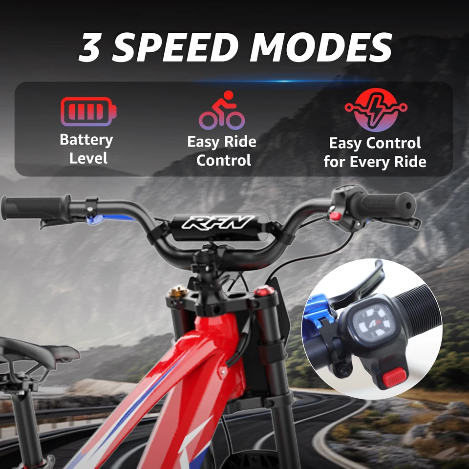 RFN EVO20 RACING Kids Electric Bike 12+ Years Old 800W 3-Speed 36V 7.5Ah 20 Inch Tire - Children's Electric Bicycle image 4