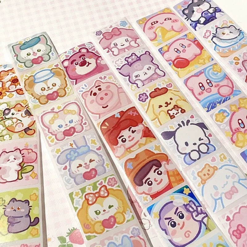 Sanrio Cartoon Sticker Roll/500pcs Cute Cinnamoroll My Melody Kuromi Reward Stickers Student Handbooks Gift Decorative Stickers