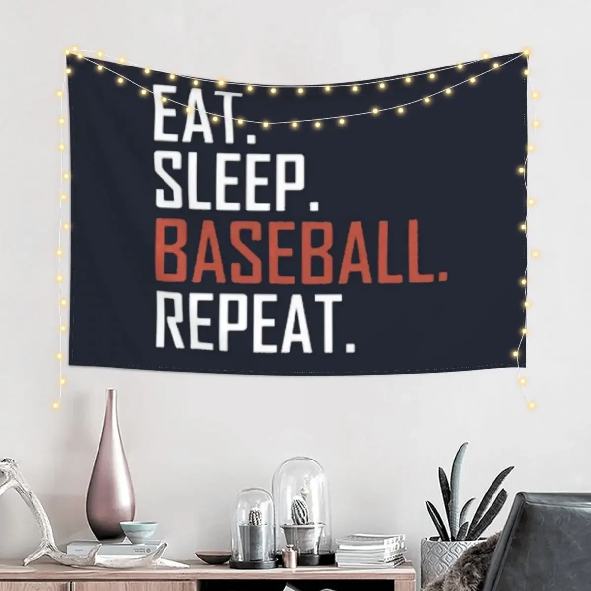 Eat. Sleep. Baseball. Repeat. Tapestry Hanging Wall Wall Hangings Decoration Tapestry