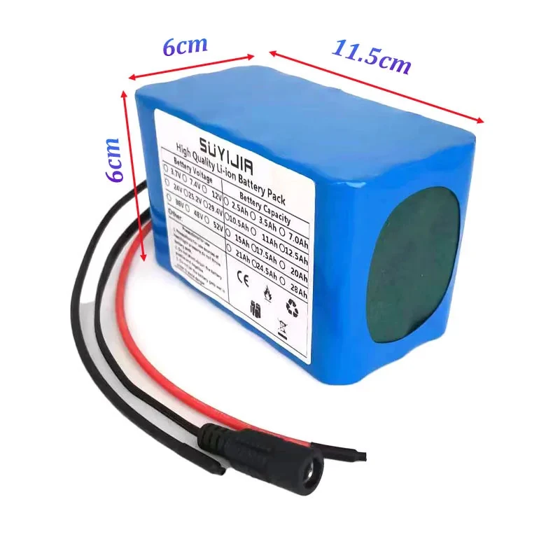 6S3P 18650 Rechargeable Li-ion Battery Pack 24V 10500mAh Suitable for Electric Bikes and Mopeds Built-in BMS+25.2V 2A Charger