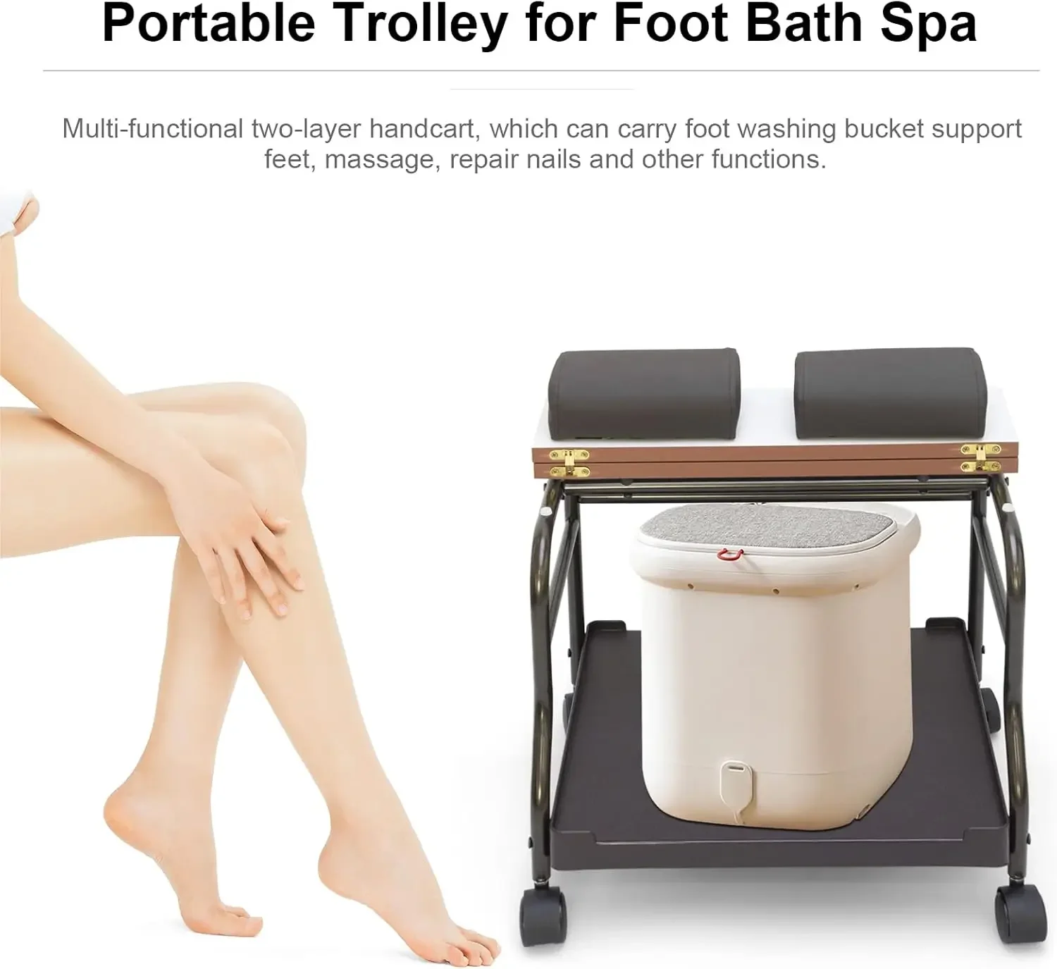 Salon Nail Or Foot Bath Spa Portable Esthetician Trolley Cart for Foot Rest Pedicure Manicure Funiture Massage Table Salon Suppl