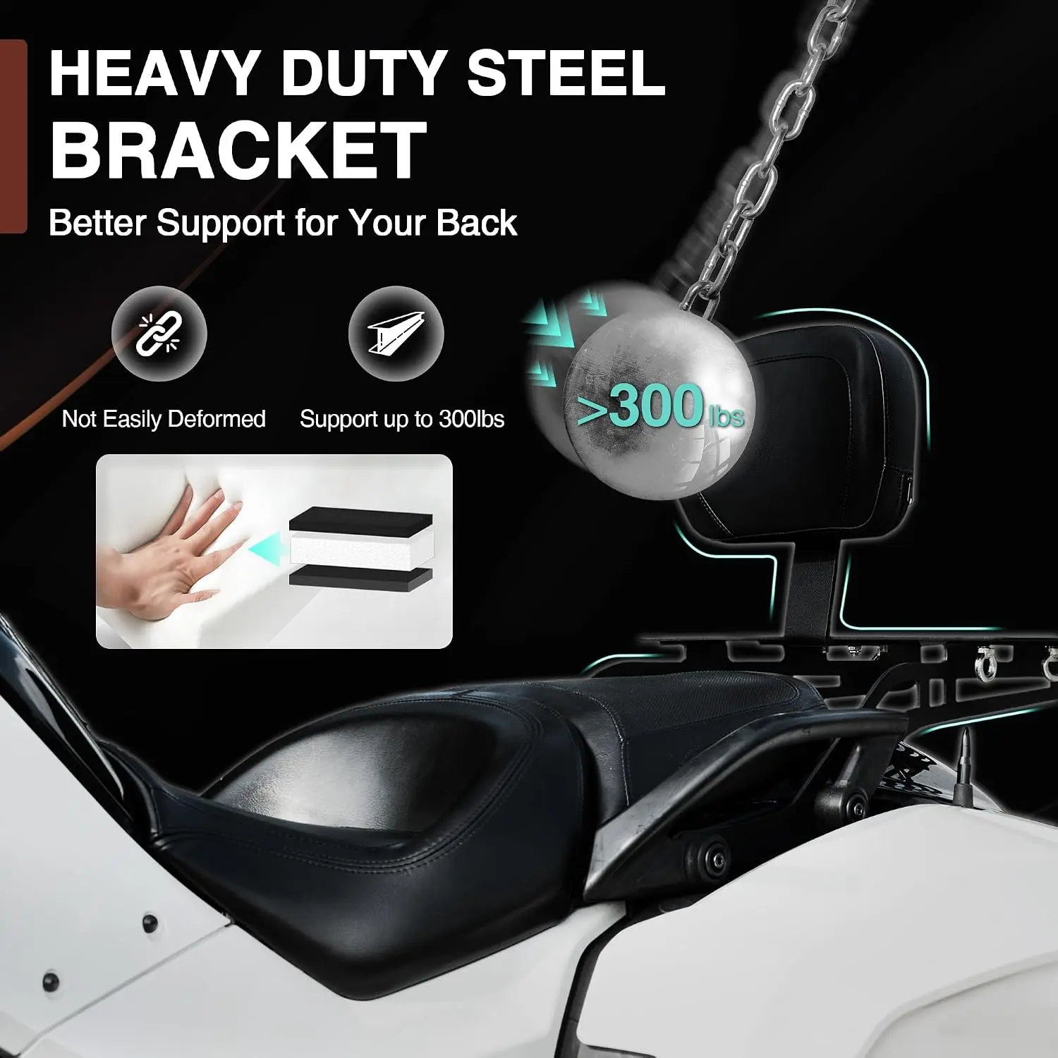 Detachable Passenger Sissy Bar Backrest Rear Luggage Rack Motorcycle Accessory Fits 2015-2026 F3 F3-S F3-T Models Metallic Black