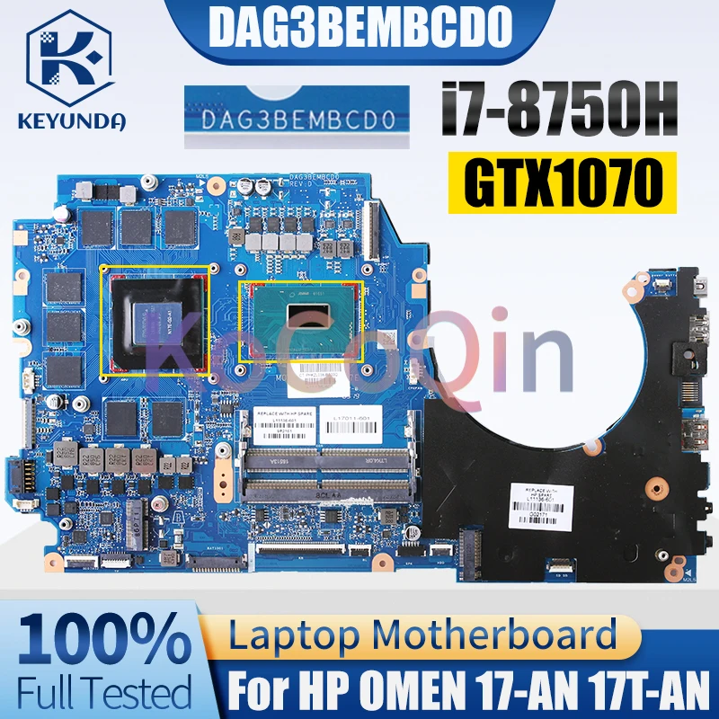 Imagem -02 - Laptop Motherboard Teste para hp Omen 17-an 17t-an Dag3bembcd0 L11136601 Sr3yy I78750h Gtx1070 N17e-g2-a1