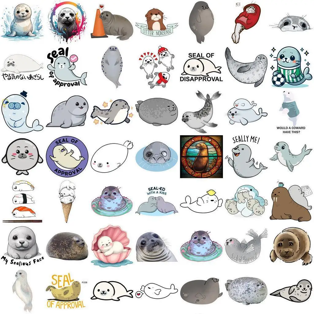 Cute Seal Series Stickers, a complete set of 100 small waterproof animal stickers view 6