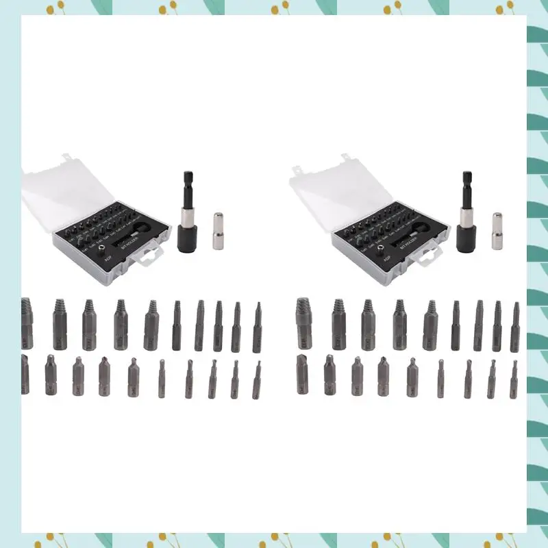 

A71P Damaged Screw Extractor Set,44 PCS Stripped Screw Extractor Kit, HSS Broken Screw Remover Set With Bit & Socket Adapter