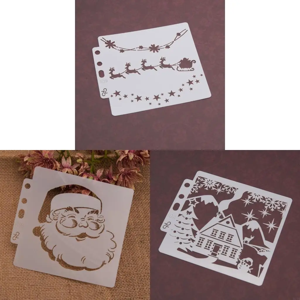 M5TB Exquisite Christmas DIY Spraying Drawing Loose-leaf Templates Portable Washable