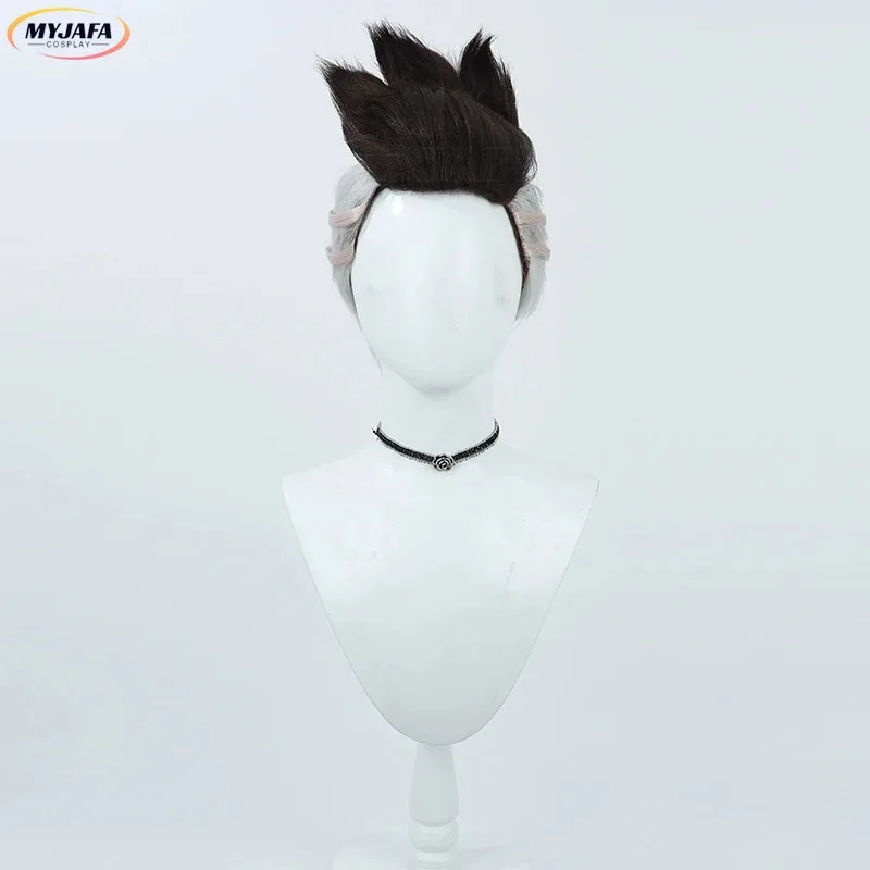 2025 애니메이션 에지러너스 마르티네즈 데이비드 코스프레 블랙 그레이 짧은 내열성 헤어 할로윈 파티 가발 + 가발 모자