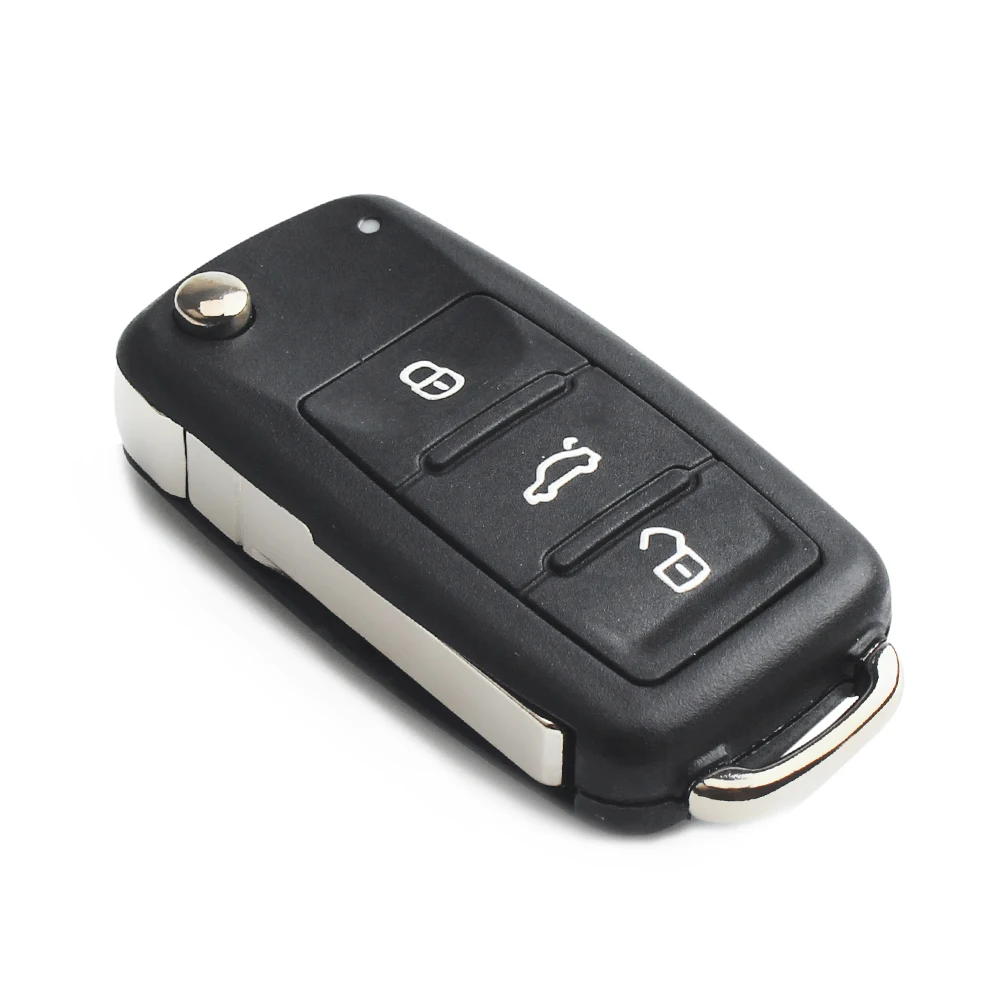 KEYYOU NEUE 3-Taste Flip Fob Fernbedienung Klapp Schlüssel Shell für VW Für VOLKSWAGEN Tiguan Golf Sagitar Polo MK6 ungeschnitten Klinge Fob