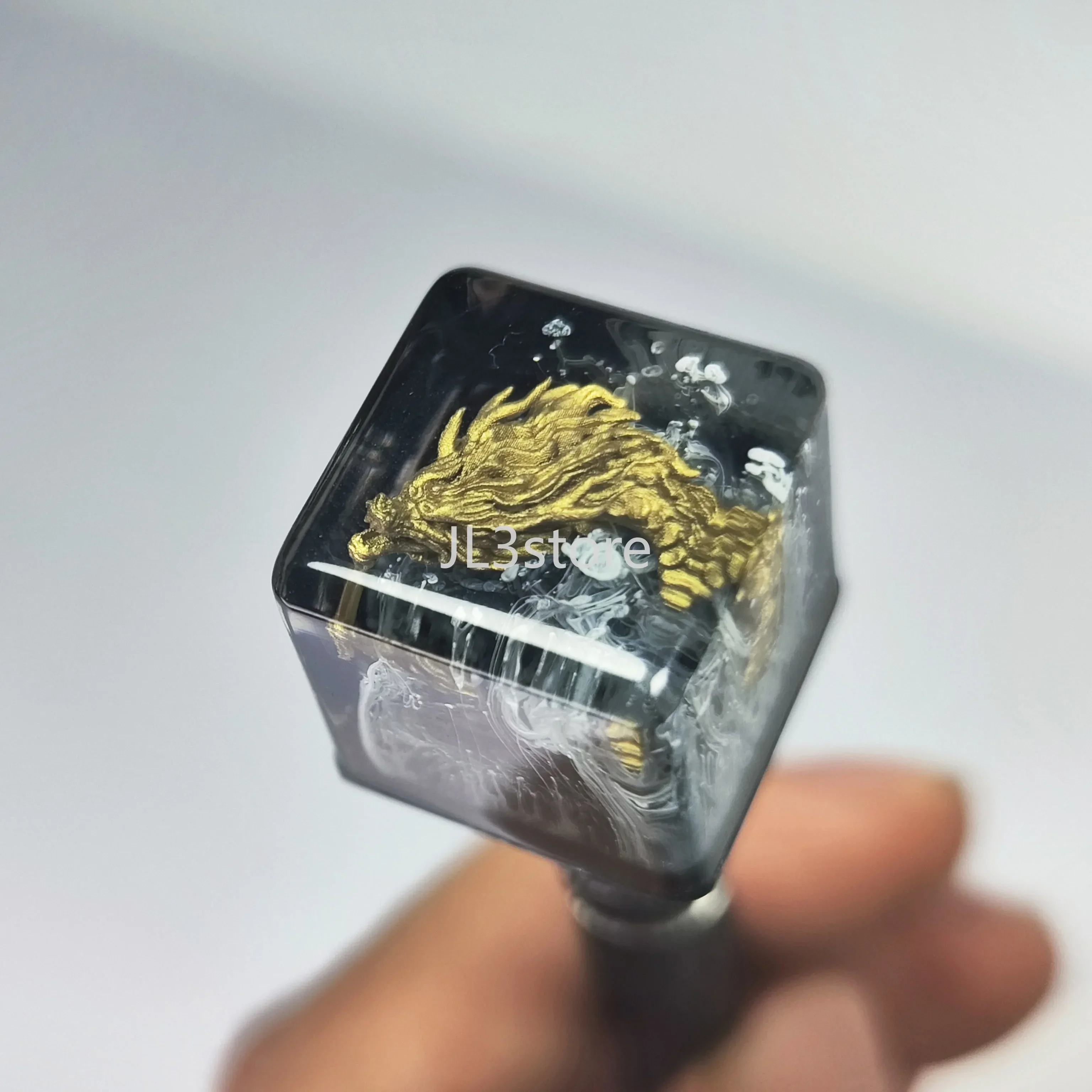 

Mechanical keyboard personalized resin black gold Shenlong Epoxy keycap boys birthday gift