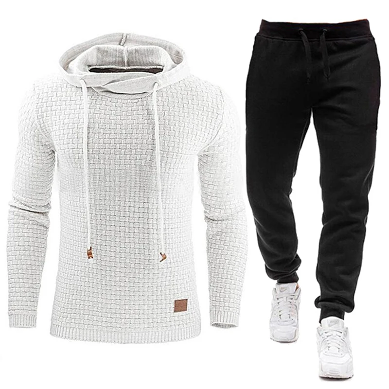 Spring Autumn Men Tracksuit Casual Set Male Joggers Hooded Sportswear Jackets+Pants 2 Piece Sets Hip Hop Running Sports Suit 3XL