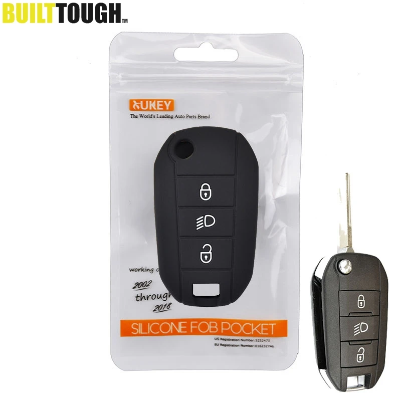 Étui Silicone Pour Clé Voiture Peugeot 3008, 208, 308 - Protection Télécommande, Noir