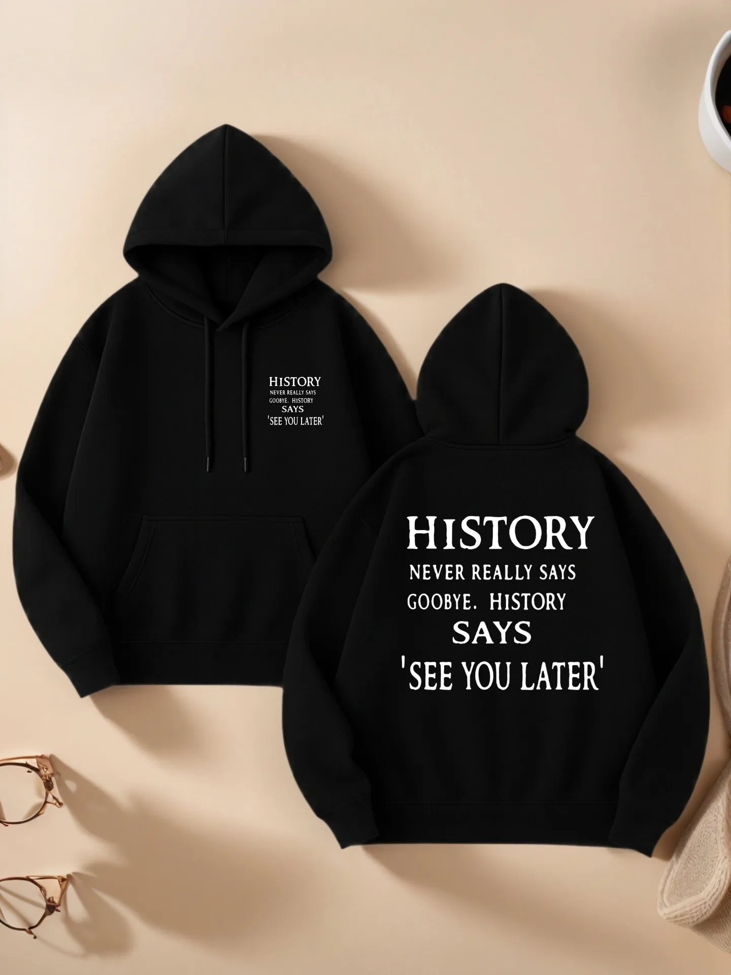 Grafische hoodie dames, letterprint, casual esthetisch, fleece gevoerd, casual dagelijks gebruik, voor jonge mannen