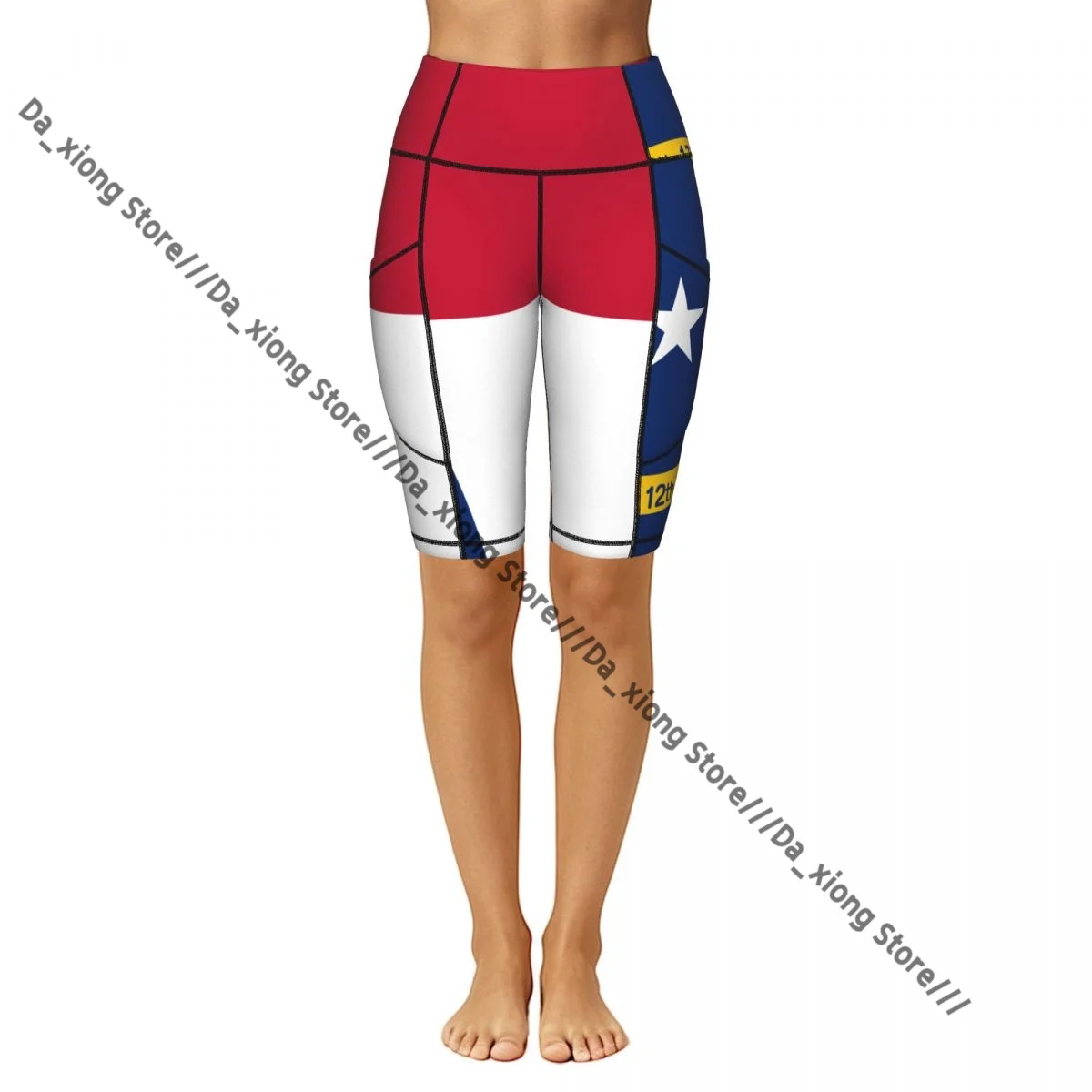 Ladies Yoga Shorts Flag Of North Carolina Breathable Gym Running Workout Pants