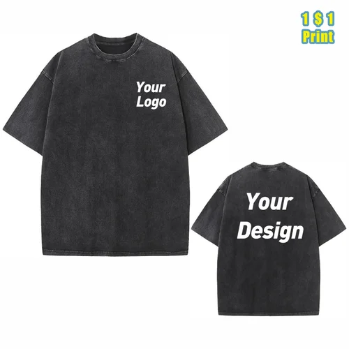 Camiseta de lavado personalizado con logotipo impreso, imágenes bordadas, ropa de diseño, camisas culturales 100% de algodón, Top de trabajo para hombres y mujeres de alta calidad