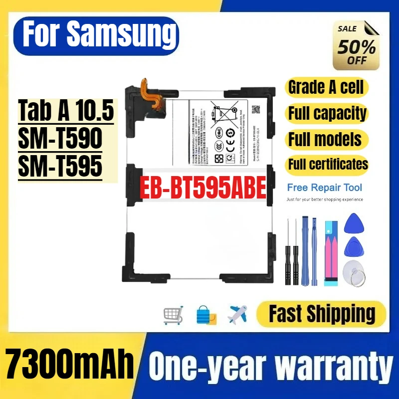 EB-BT595ABE for Samsung Tab A 10.5/SM-T590/SM-T595 Tablet Battery High Quality High Capacity  Replacement Bateria Grade A Cell