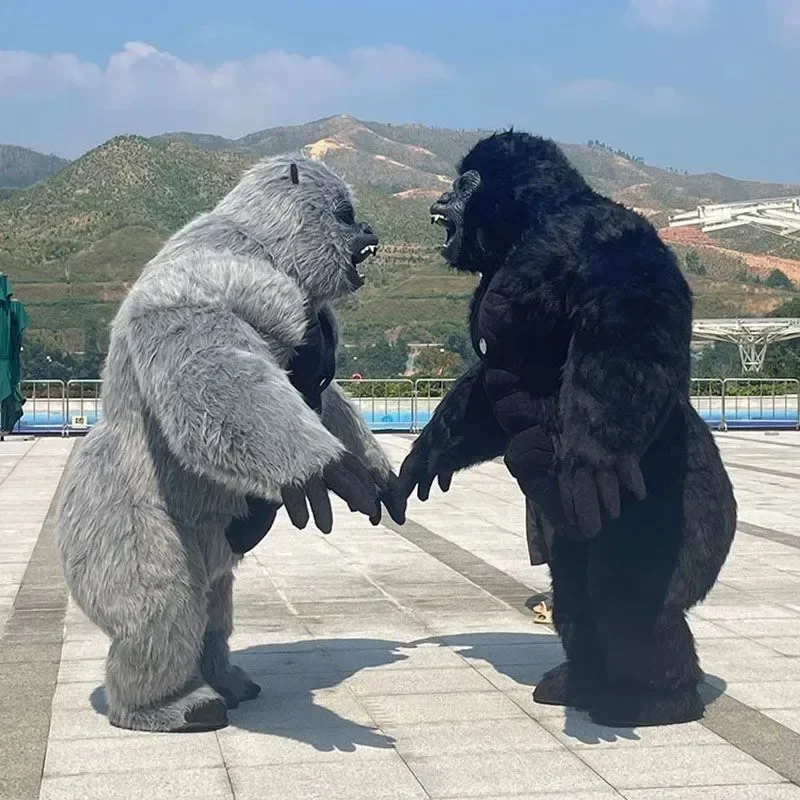 الحياة الحقيقية نفخ الغوريلا زي التميمة العملاق فروي الدعاوى تأثيري فستان بتصميم حالم لأحداث حفلة عيد الهالوين عيد الميلاد