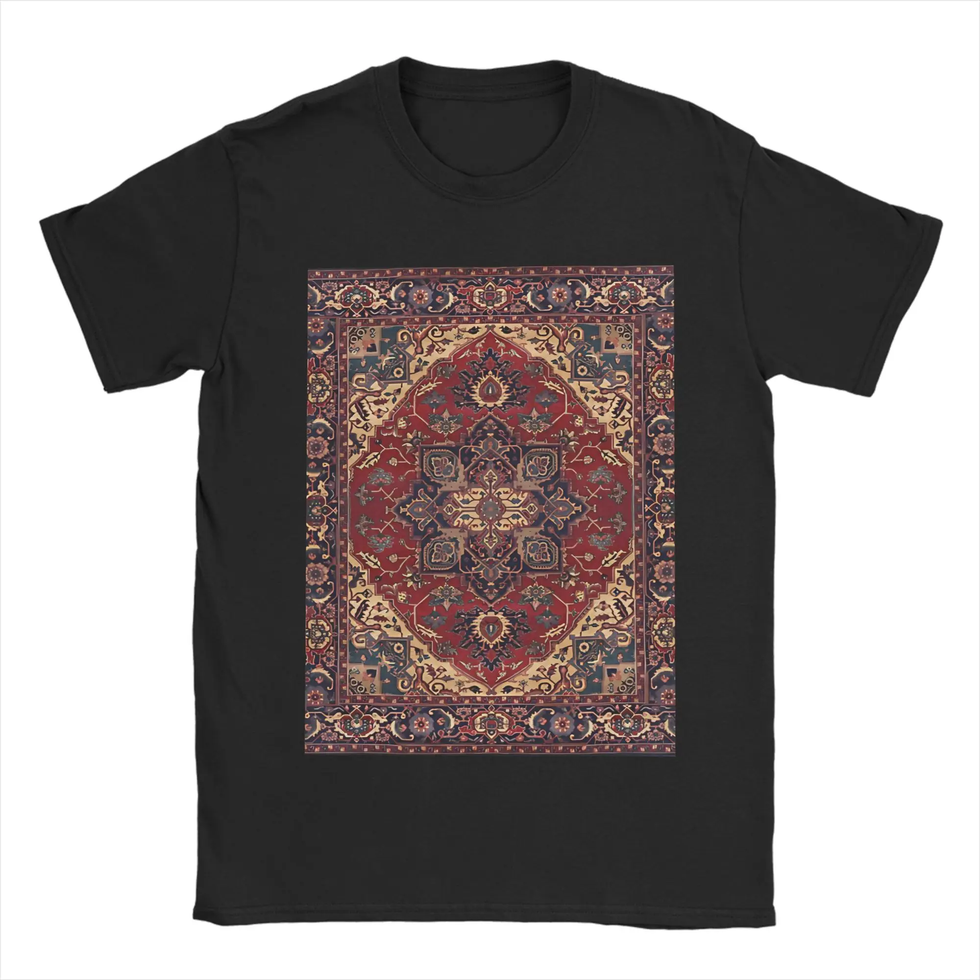 Iran Persian Rug T-Shirt Summer  100% Cotton T Shirts For Adult Hippie Design Tee Shirt Short Sleeve Vintage Top Tees