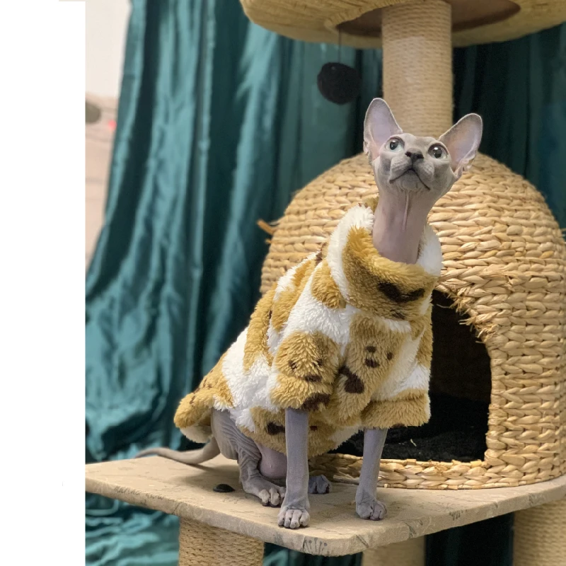 Winter Sphinx Katten Kleding Fleece Kittens Jumpsuit Warme Kleding Voor Sphynx Huisdier Kostuums Plus Fluwelen Verdikking DevonRex Ragdoll