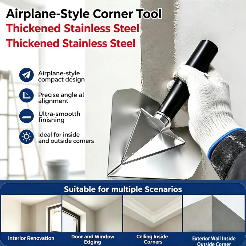 Stainless Steel Corner Trowel 90 Degree Drywall Plaster Finishing Tool For Wall Internal External Angle DIY Construction Tool