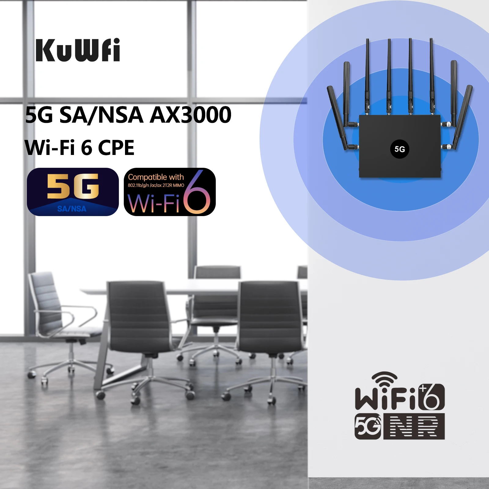 ForZerotier VPN KuWFi RM503Q 5G راوتر VPN GRE مودم WIFI6 3000 Mbps مع فتحة للبطاقات Sim في الهواء الطلق 5G راوتر CPE #6