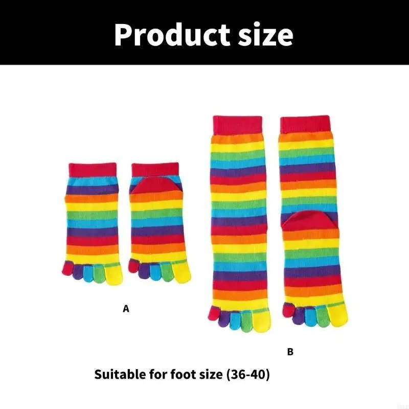 50 LADE CASTALE CASTABLE FIVE TOE SOEE SOPS COLLUTILLITLE RAINBOW STRIPE COMPLE