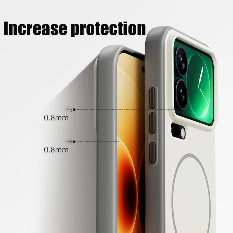 حافظة هاتف مقاومة للصدمات بلون سادة غير لامع لهاتف Xiaomi 17 Pro Max لهاتف Magsafe غطاء خلفي مغناطيسي للشحن اللاسلكي #6