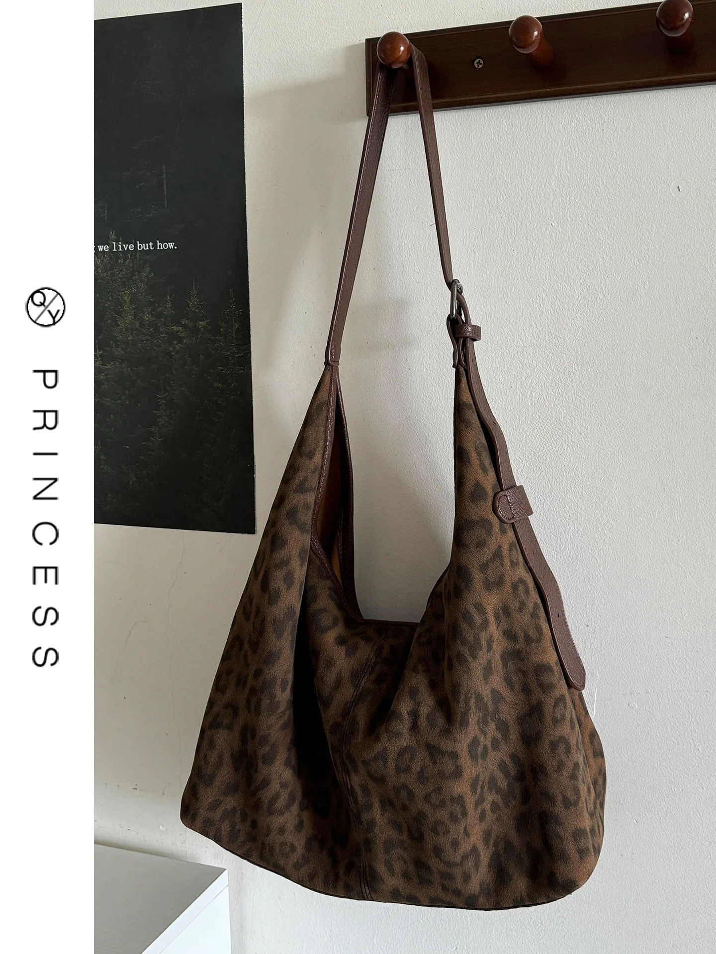 

Корейская замшевая сумка-тоут с леопардовым принтом, женская большая сумка через плечо Capaci, модная женская сумка с мягкой ручкой