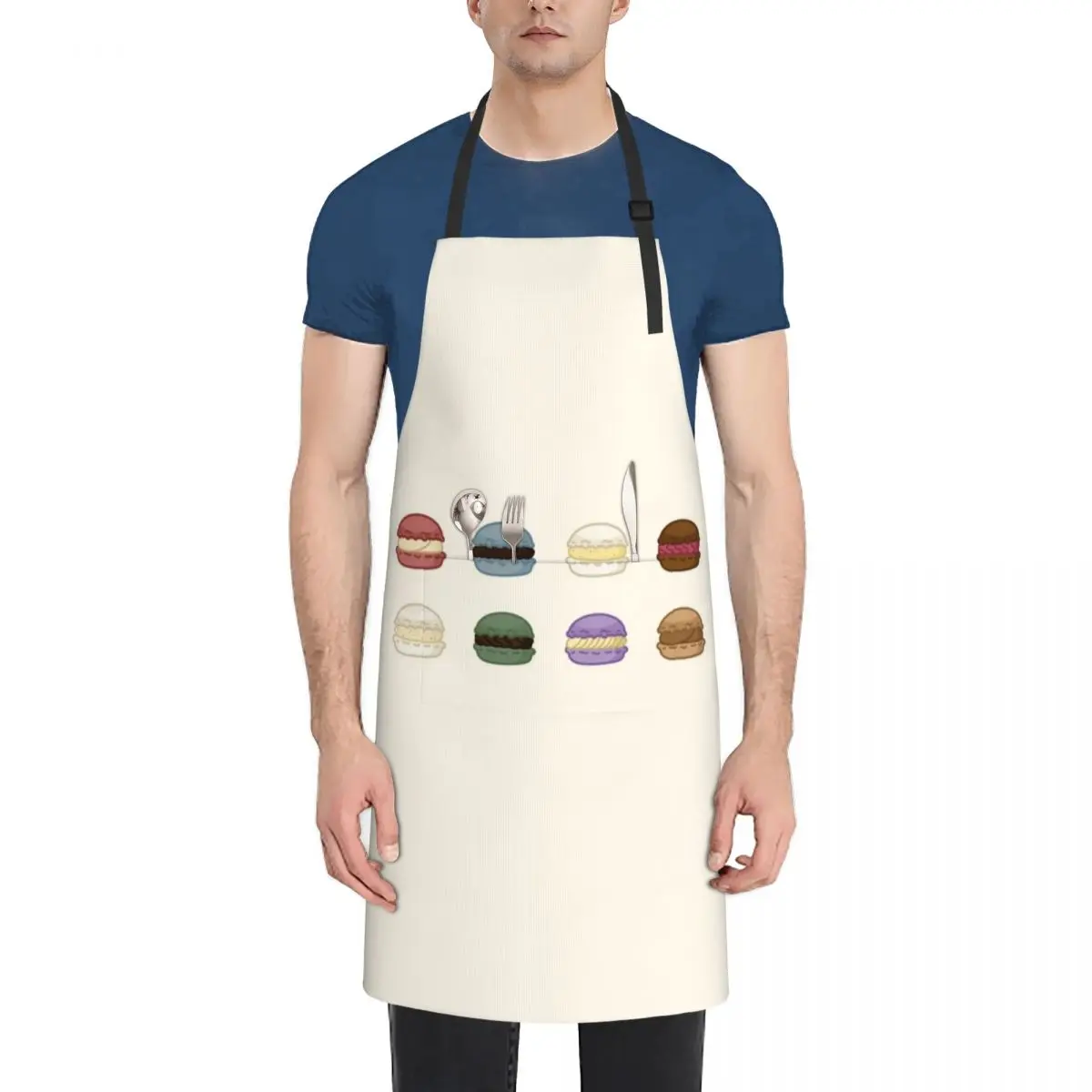 

Macaron Set Apron custom women's kitchen Funny professional hairdressing Apron