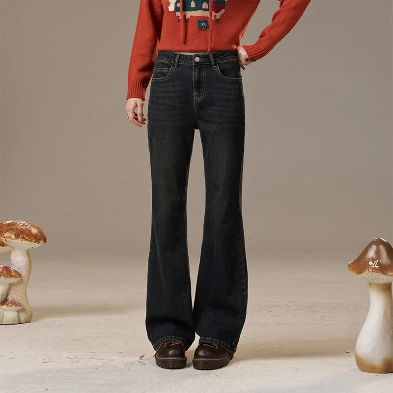 ELFSACK 2025 وصل حديثًا جينز شتوي كلاسيكي غير رسمي بلون سادة من قماش الدنيم للنساء #2