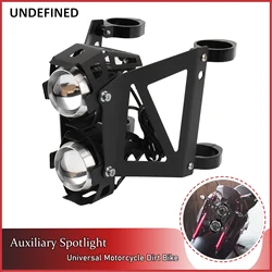 Motorcycle Headlight Spotlight Auxiliary Lamp Front Fog Light W/33-58mm Front Fork Clamp For Honda Kawasaki Dirt Bike Universal