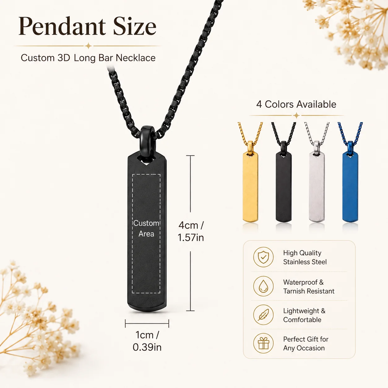 Custom Name Necklace Laser Engraving Personalized Text Stainless Steel Chain DIY Gift Custom Name Pendant Necklace - view 2