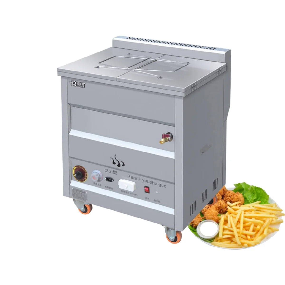 

Fully Automatic Temperature Control Commercial Restaurant Gas Deep Fryer 25-80l Fried Chicken and French Fries