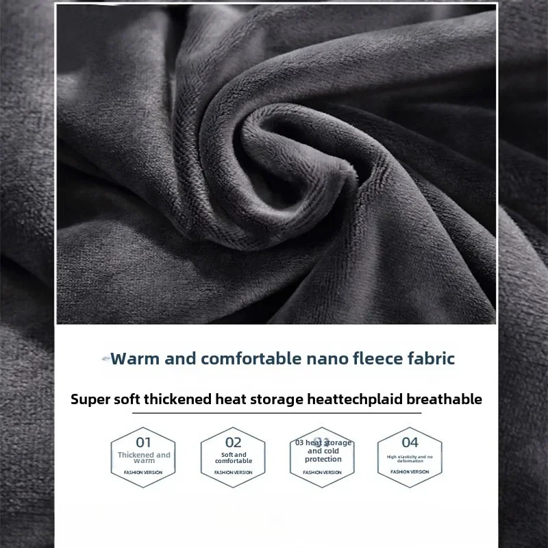 Thermo-Unterwäsche Oberteil für Männer Dickes Thermo-Shirt T-Shirt Langarm Unterhemd Einfarbig Weicher Plüsch Pullover Warmer Unterzieher – Detail 6