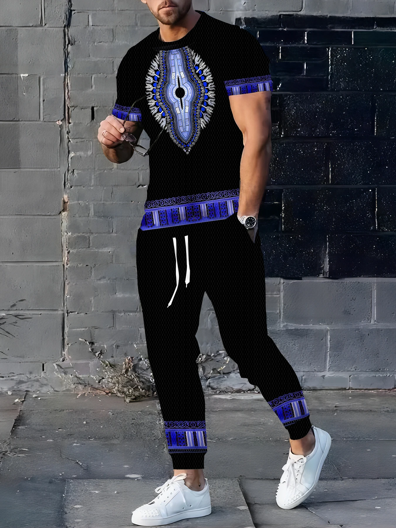 

Autumn New Five-pointed Star Printed Casual Men's Long Pants Set, Daily Loose Casual Men's Thin 2pieces Autumn Set