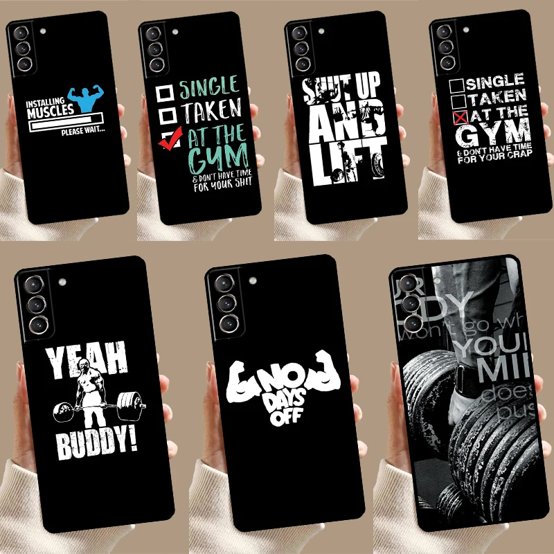 Bodybuilding Gym Fitness Quotes Case For Samsung Galaxy S24 Ultra S20 S21 FE Note 10 20 Ultra S8 S9 S10 S22 S23 Plus Cover