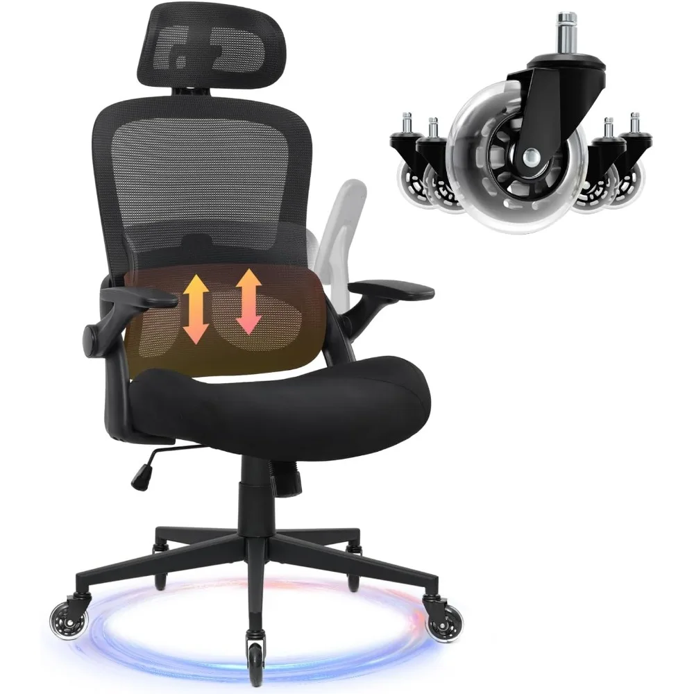 

Ergonomic Mesh Office Chair High Back Desk Chair with Up&Down Lumbar Support Adjustable Armrests and Headrest Wide Office Chair