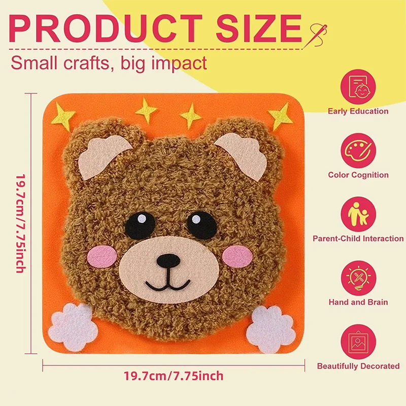 DIY Animal Sewing Kit for Kids Beginners My First Sewing Craft Set Felt Yarn Art Kits Cute Cat Dog Bear Bunny Make Your Own Gift